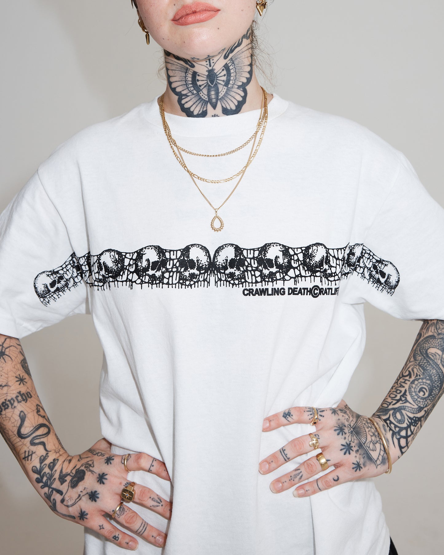 Skull T-shirt, WHITE