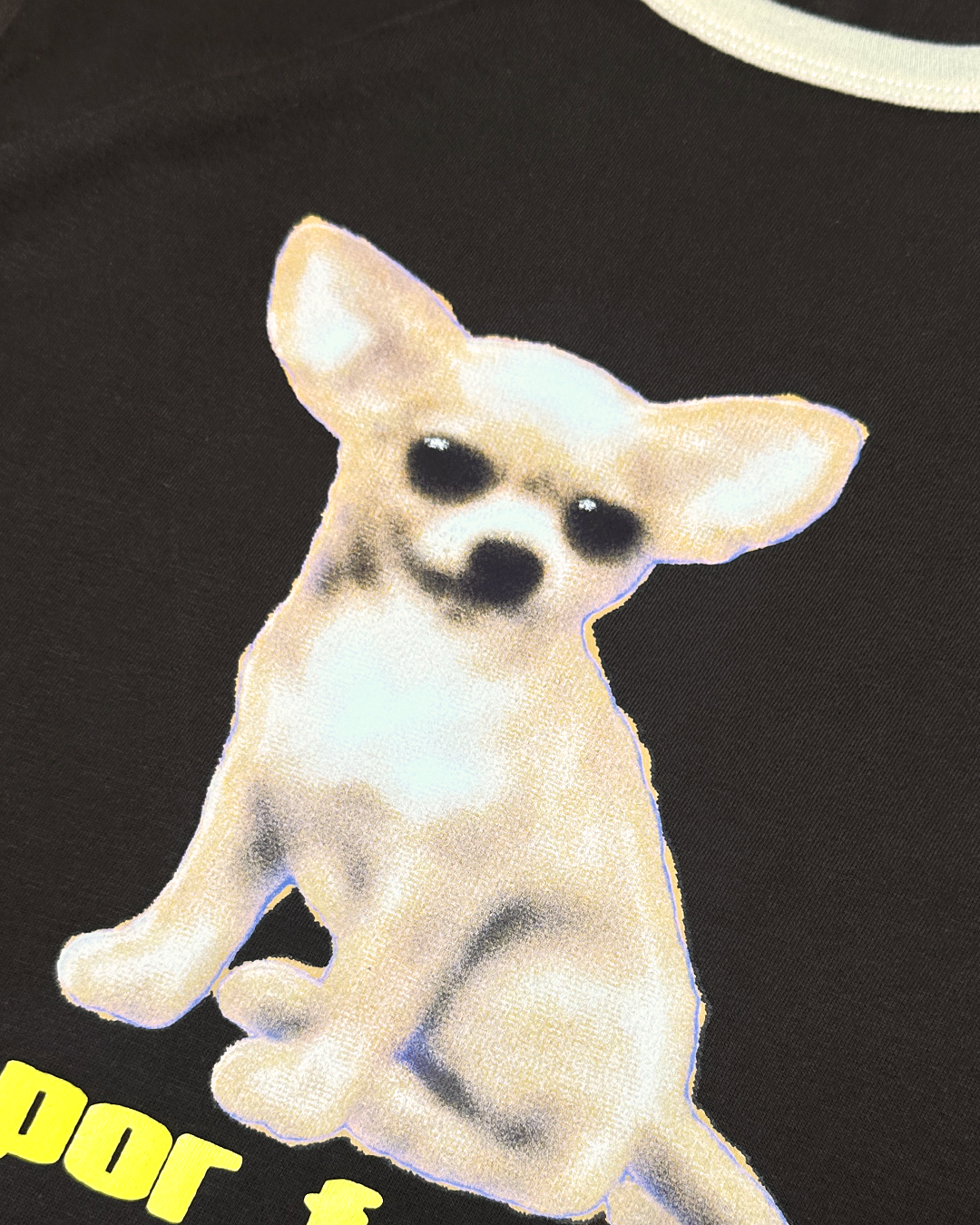 Por Favor Ringer Tee, Brown/Bone