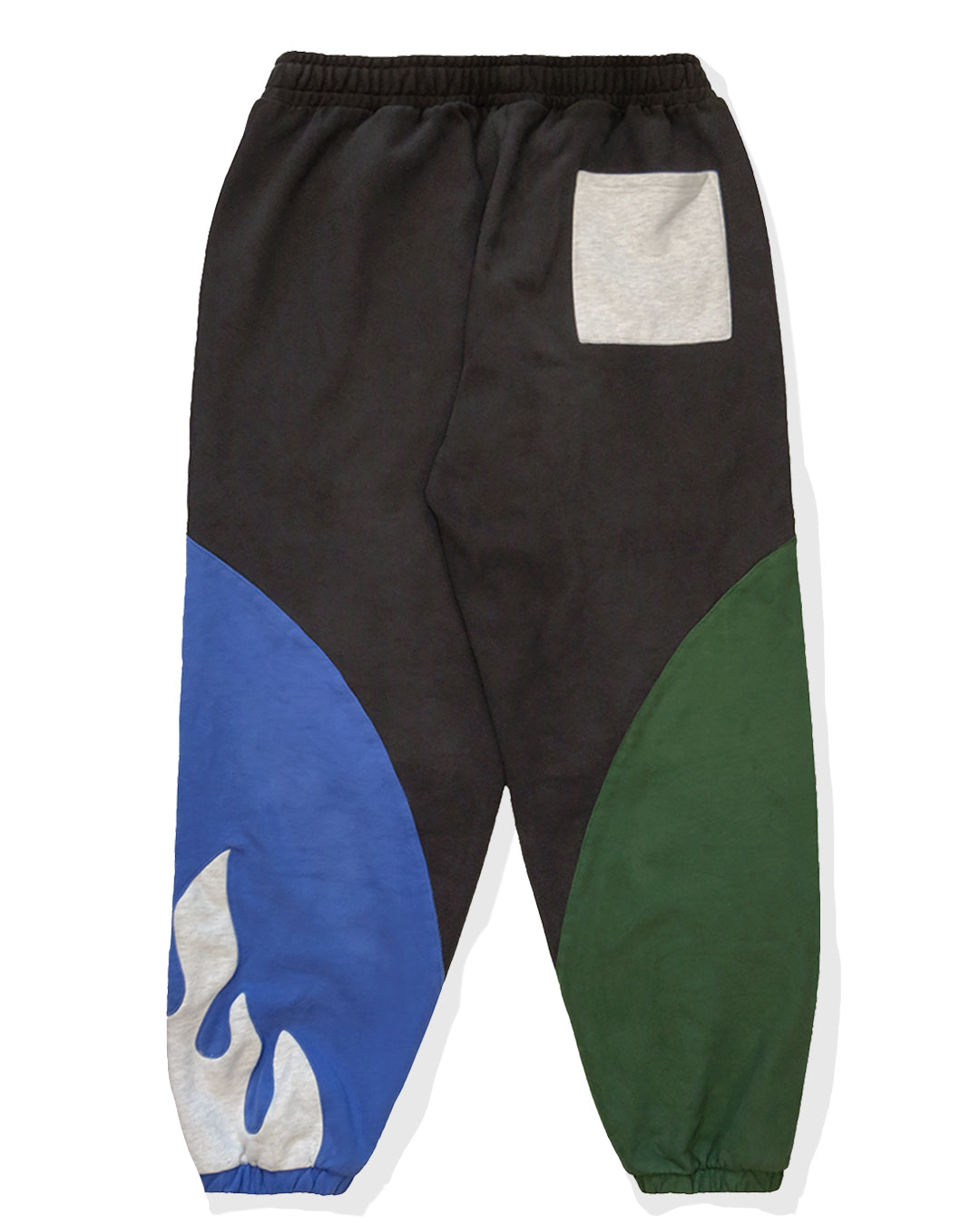 Flame Sweatpant Charcoal Blue Green Ash by Ratlife streetwear trackpant patchwork