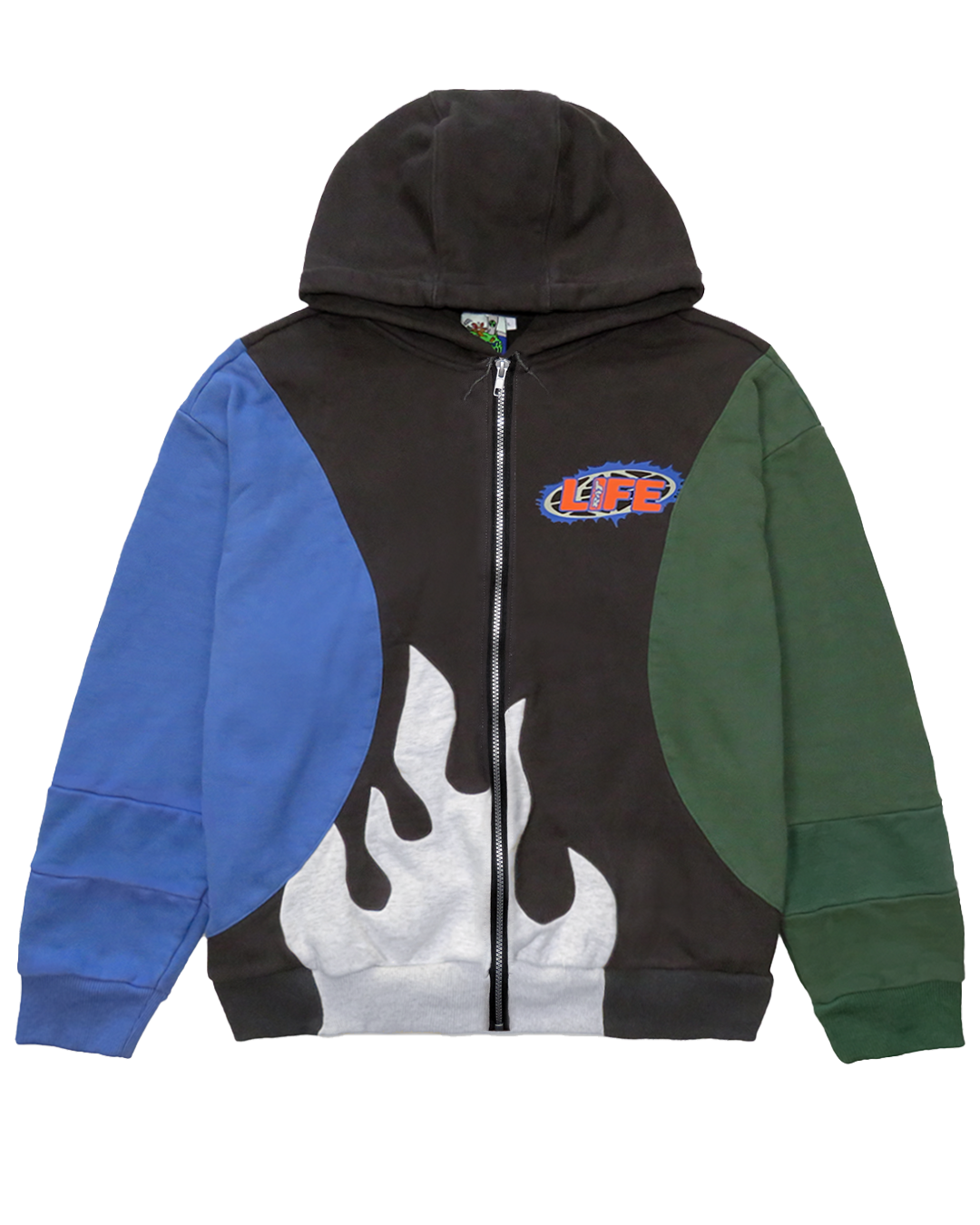 Flame Zip Hoody, CHARCOAL/ BLUE/ GREEN/ ASH