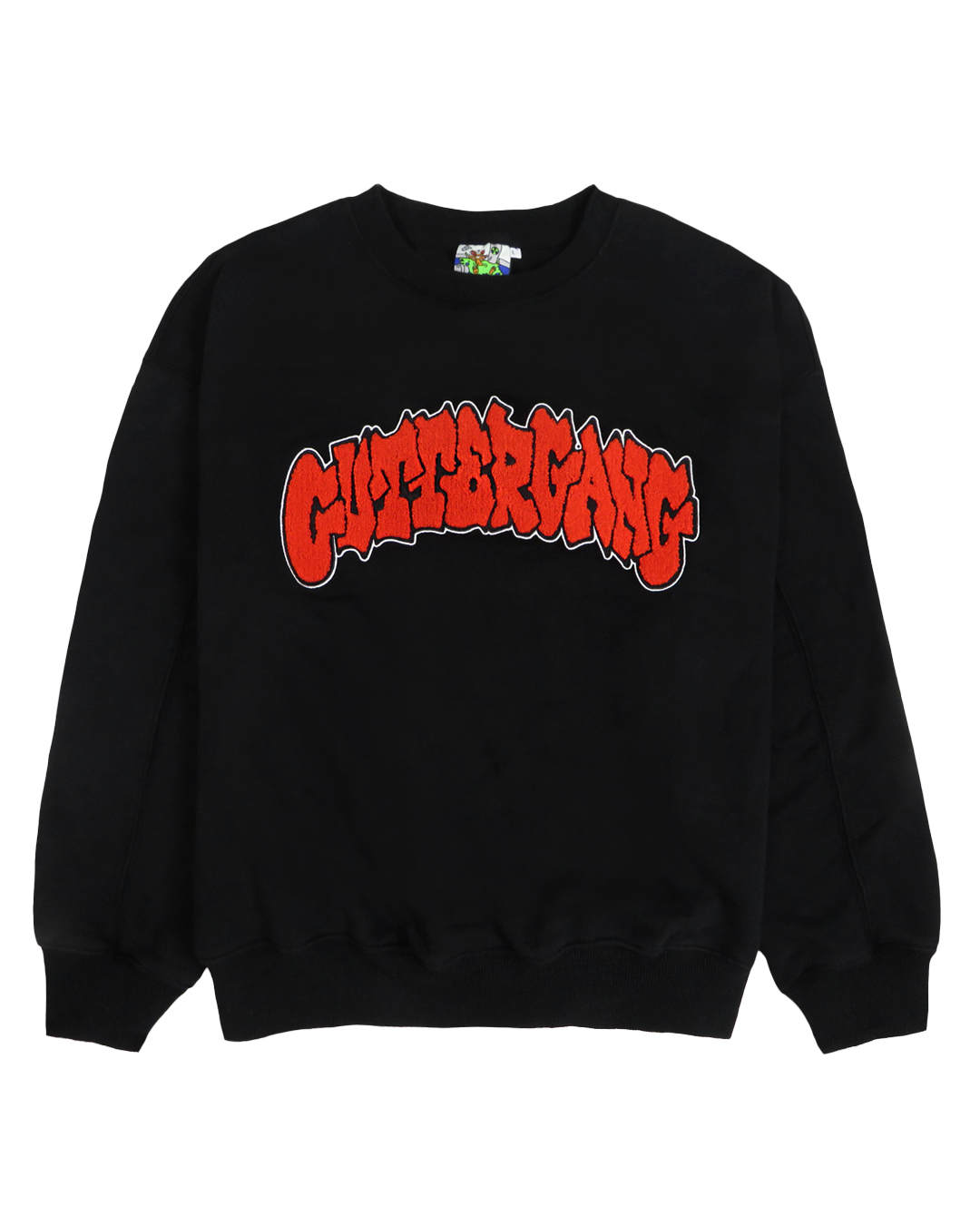 Guttergang Crewneck Black by Ratlife streetwear chenille fleece