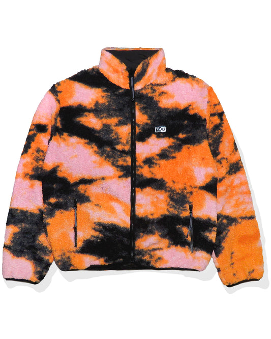 Herre Reversible Sherpa Fleece Windbreaker Jacket Fire Black by Ratlife streetwear