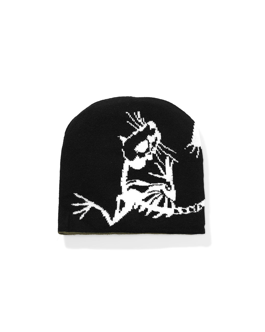 Rat Crawling Life Death Beanie Black Green by Ratlife streetwear spider reversible