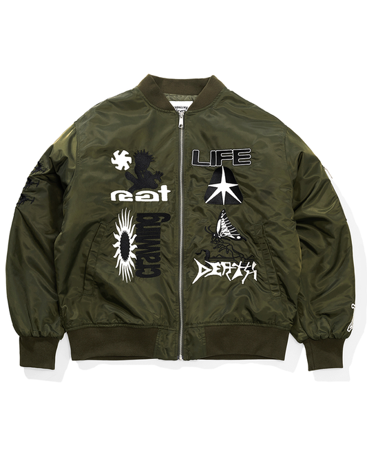 Rat Death Crawling Life Bomber Jacket, GREEN