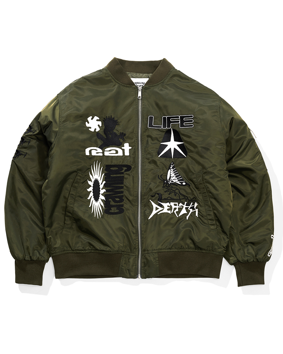 Rat Death Crawling Life Bomber Jacket, GREEN