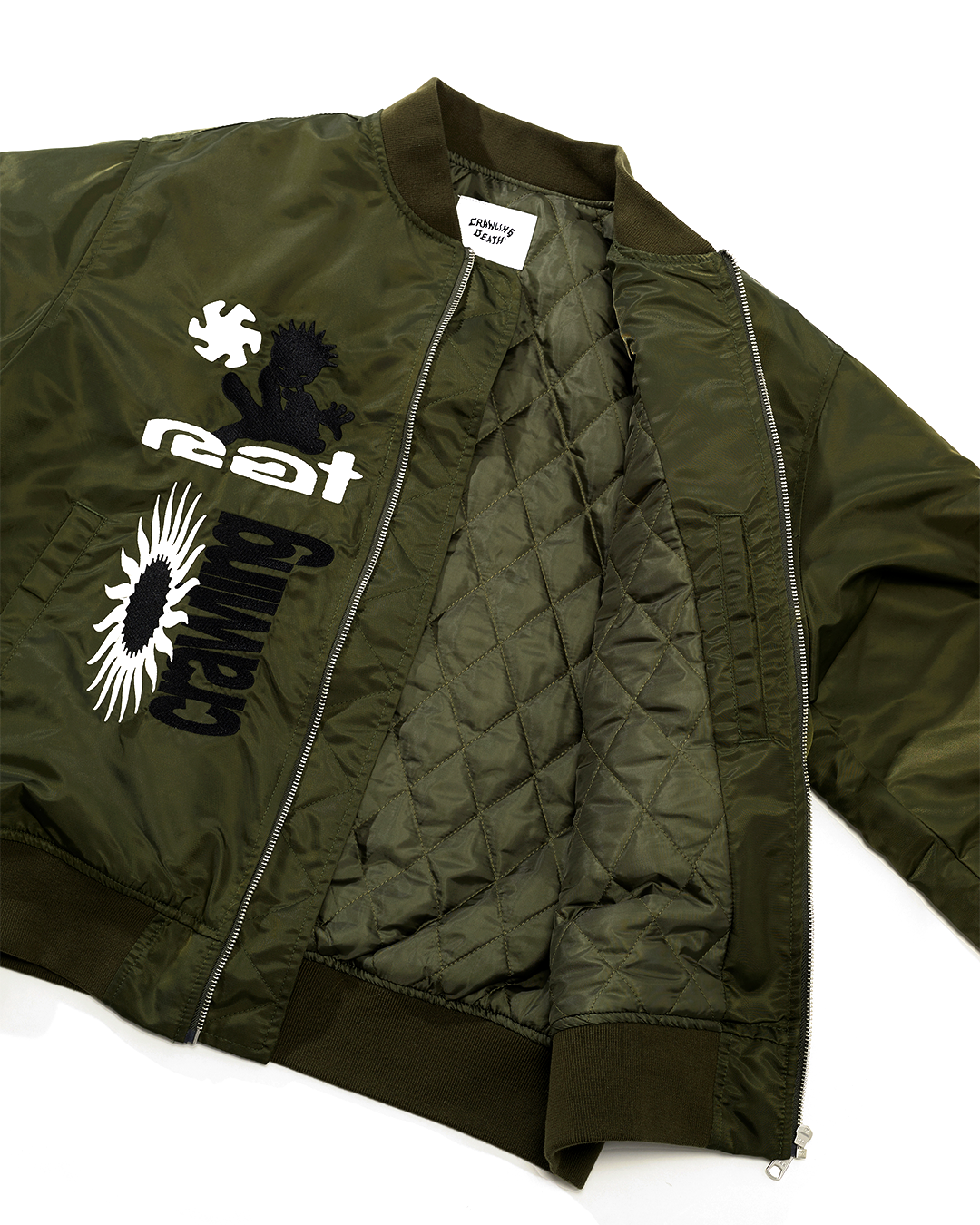 Rat Death Crawling Life Bomber Jacket, GREEN