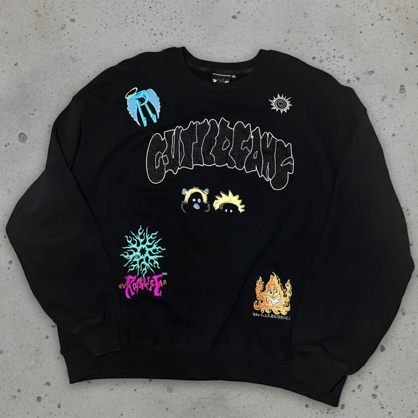 Guttergang Gracias Crewneck, Black