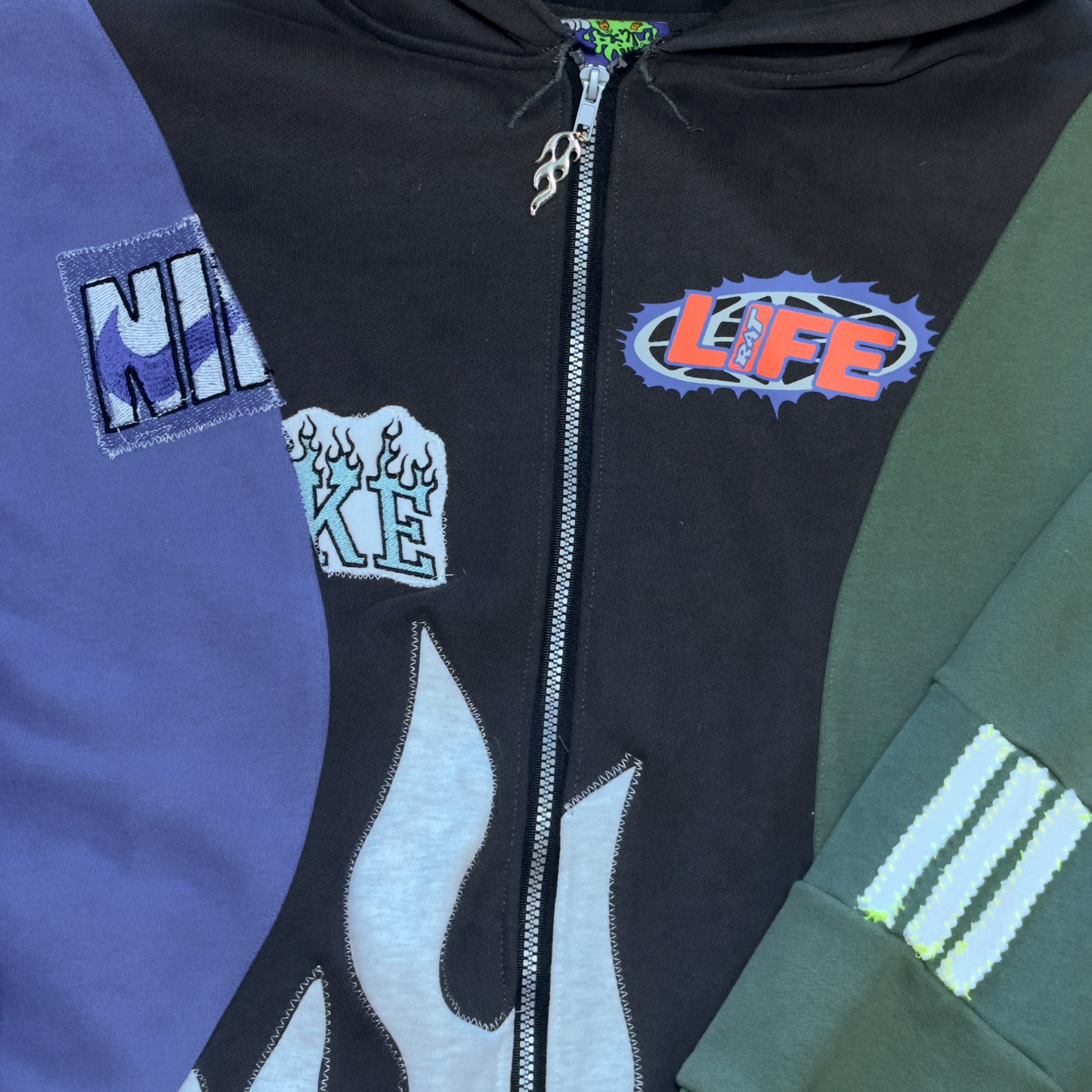 Flame Zip Hood, Grey
