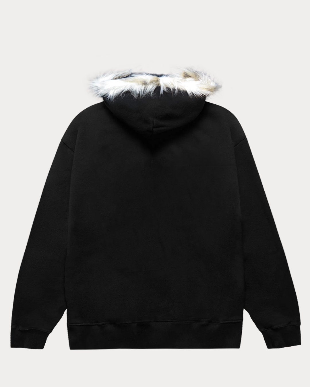 Around The Fur Zip Hood, BLACK