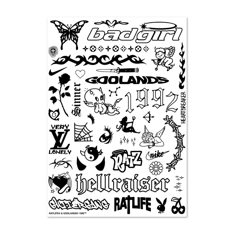 Godlands X Ratlife Transfer Tattoos, SHEET
